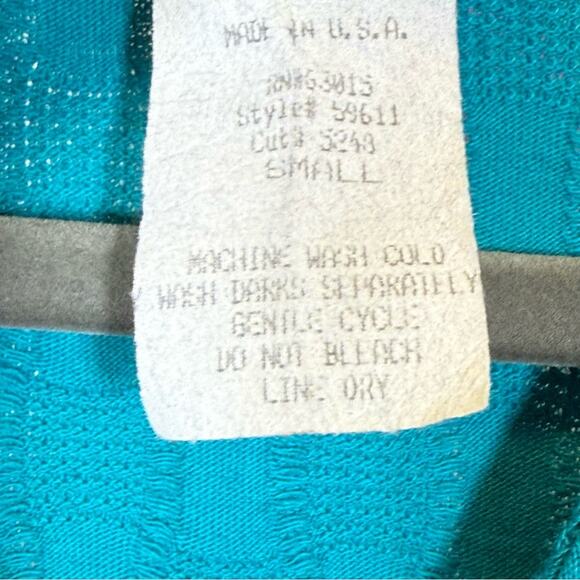 Gina Peters Sport, Teal Button-Up Women's Sweater Jacket. Size Small. Vintage - Picture 5 of 6